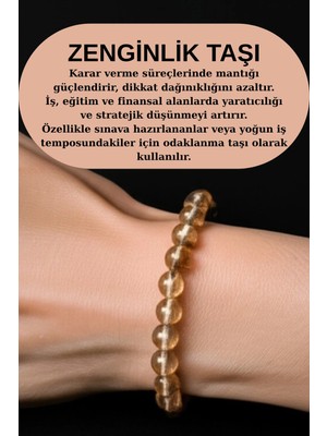 Sitrin Taşı Doğal Taş Bilekli Esnek Kordon Ipli Bilekte Rahat Kullanım