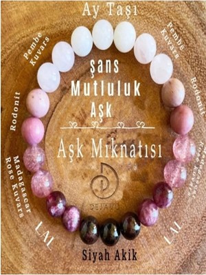 Gerçek Doğaltaş Aşk ve Şans Mıknatısı Bileklik