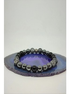 Sertifikalı Karizma Doğaltaş Bileklik ( Labradorit, Oniks, Hematit)