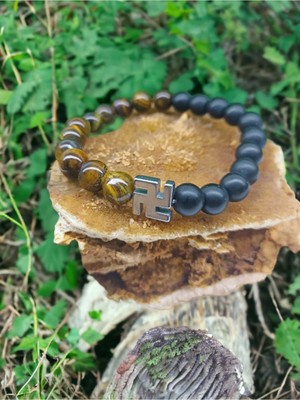 Kaplan Gözü-Onix Taşı Doğal Taş Bileklik (Sertifikalı)