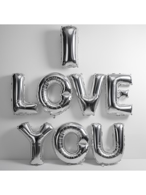 İsmiyle Al Runaway I Love You Folyo Balon Gümüş Evlilik Teklifi Dekoru