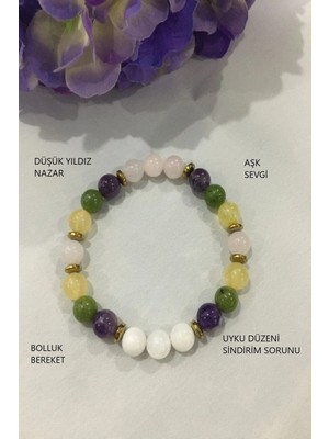 Ay Taşı, Pembe Kuvars,sitrin,ametist,yeşim, Hematit Doğaltaş Bileklik