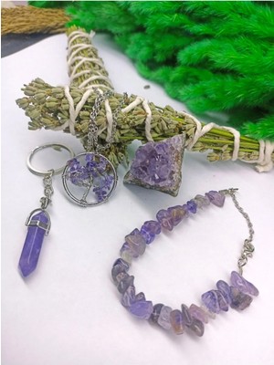 Çift Tütsülü Ametist Doğal Taş Set (Sertifikalı)