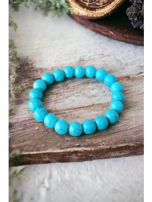 Turkuaz Firuze Taşı 10 mm Büyük Boy Kaliteli Orijianal Doğal Taş Bileklik