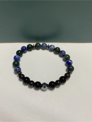 Terahertz, Lal Taşı, Lapis Lazuli, Kan Taşı, Obsidyen Doğal Taş Bileklik