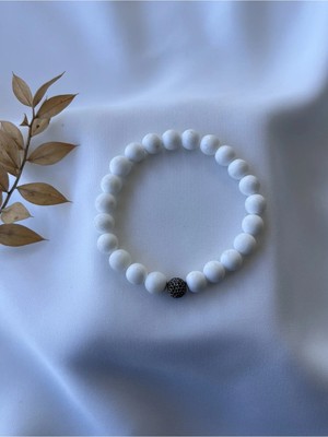 Gümüş Aparatlı Beyaz Mercan Taşlı Bileklik