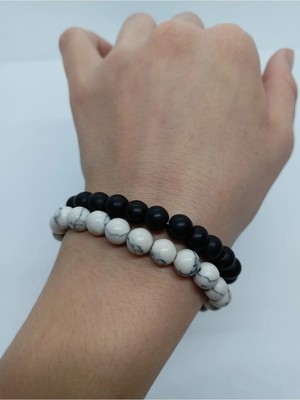 Oniks ve Havlit Taşı Bileklik/ Doğaltaş Bileklik Takım