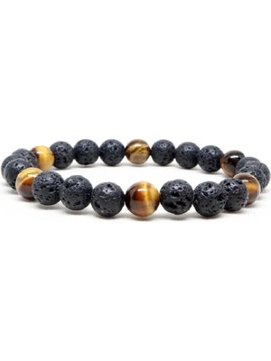 Kaplan Gözü Lav Taşı Bileklik