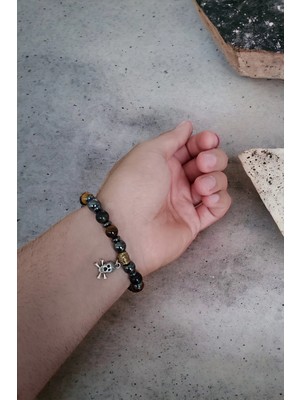 Kaplan Gözü Taşı Hematit Taşı Oniks Taşı Bileklik Doğal Taş Bileklik Cesaret Bileklik Güç Bileklik