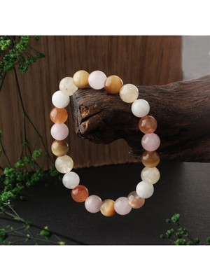 Özel Tasarım 8 mm Bileklik Ay Taşı, Dönüşümlü Sitrin, Pembe Kuvars, Kaplan Gözü, Turuncu