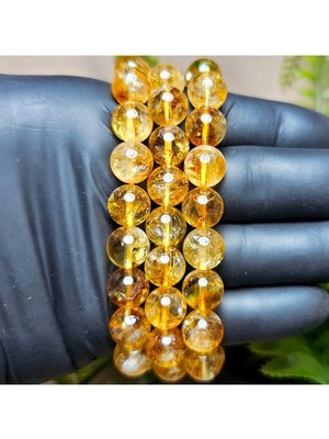 10MM Sitrin  Bileklik  - El Yapımı Tasarım Ürünler