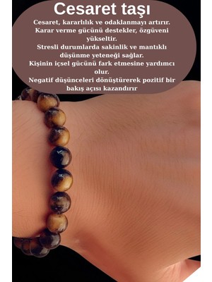 Kaplan Gözü Doğal Taş Bileklik Özgüven Cesaret Taşı