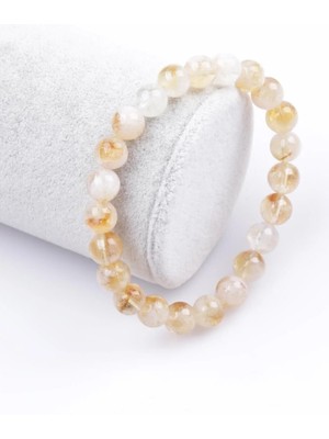 Dönüşümlü Sitrin Doğal Taş Bileklik 8 mm Küre Kesim