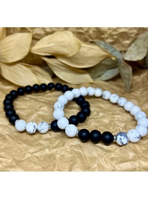 Oniks & Havlit Unisex Sevgili Çift Kombin Bileklik