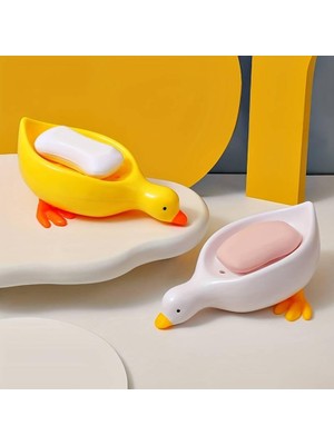 İsmiyle Al Ördek Tasarımlı Sabunluk Sevimli Banyo Aksesuarı Su Delikli Abs Plastik