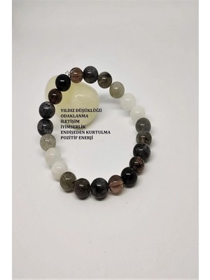 Sertifikalı 8 mm Dumanlı Kuvars, Larvakit, Labradorit, Ay Taşı Doğaltaş Bileklik