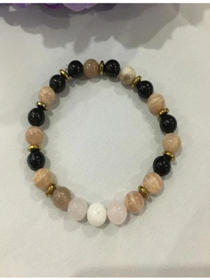 Panik Atak ( Güneş Taşı, Dumanlı Kuvars, Ay Taşı, Pembe Kuvars) Doğaltaş Bileklik