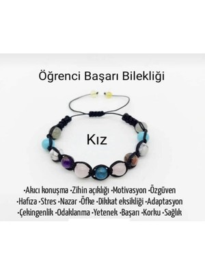 Kız Öğrenci Başarı Bilekliği Doğal Taş Konsantrasyon Bilekliği