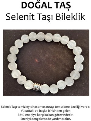 Hakiki Doğal Taş Bileklik - Selenit Taşı (Selenite)