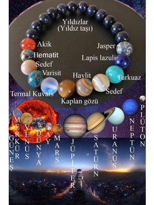 Sıralı Gezegenler Güneş Sistemi Doğal Taş Unisex Bileklik
