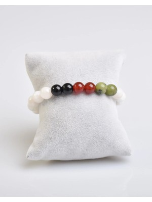 Filistin Temalı Doğal Taş 8 mm Bileklik ( Yeşim-Akik-Obsidyen-Ay Taşı)