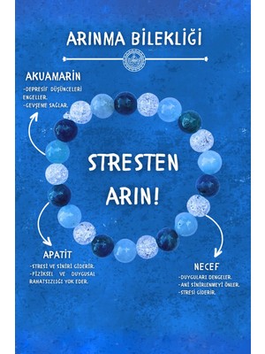 Arınma Doğal Taş Tılsım Bilekliği Düz 8mm Taşlı (Akuamarin, Necef, Apatit Taşı) Chi-Zen Bileklik
