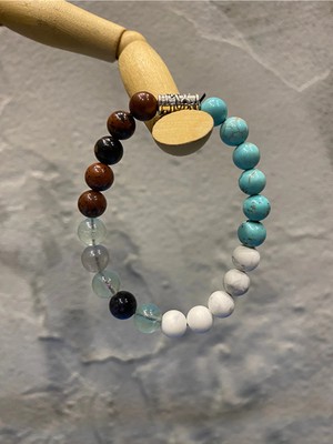 Başak Burcu Bilekliği - Sevgi, Şans ve Bolluk Için (Turkuaz, Florit, Havlit, Akik Taşları)