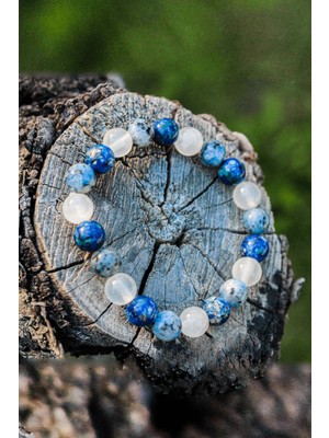 Pozitif Ol Doğal Taş Tılsım Bilekliği Düz 8mm (Lapis Lazuli, Sodalit, Selenit Taşı) Chi-Zen Bileklik