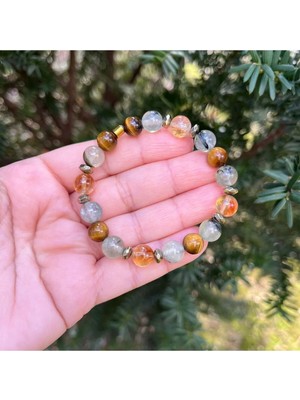 Kaplangözü,prinayt ve Sitrin Doğal Taş Bileklik 8 mm