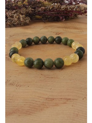 Yeşim-Sitrin Doğal Taş Bileklik 8mm