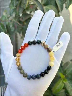 8 mm Küre Kesim Aslan Burcu Doğal Taş Bileklik