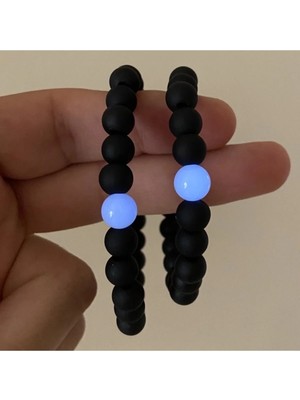 Karanlıkta Parlayan Doğaltaş Dizi Çift Bilekliği