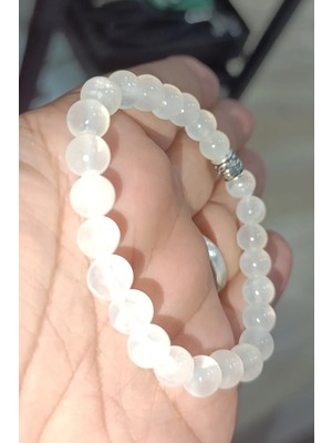 Selenit Taşı 8 mm Natural Doğaltaş Bileklik