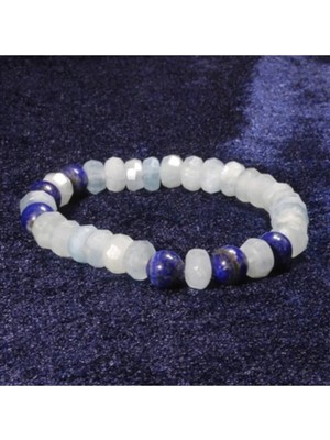 Akuamarin - Lapis Lazuli Doğal Taş Tasarım Bileklik