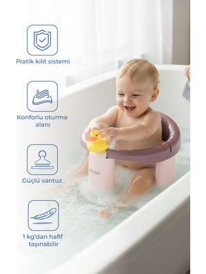 Babyjem Baby Jem Mürdüm Renkli Önden Açılır Banyo ve Mama Oturağı Pratik Kilit Sistemi ile Konforlu Kullanım