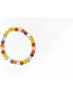 Akik-Pembe Kuvars-Ametist-Prehneit-Kristal Doğal Taş Bileklik 8mm