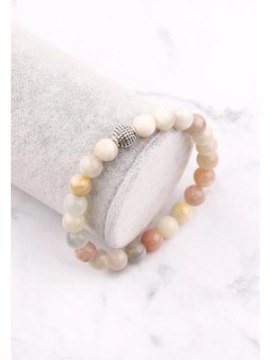 Ay Taşı Bileklik 8 mm Küre Kesim