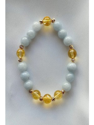 Sertifikalı Akuamarin, Sitrin Doğaltaş Bileklik