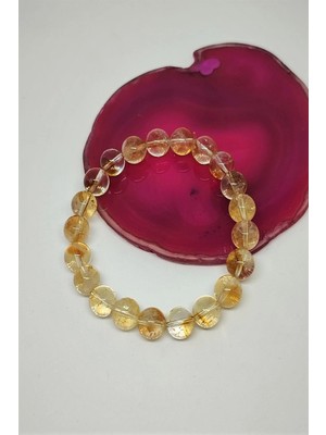 Sertifikalı 8 mm Sitrin Doğaltaş Bileklik