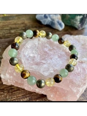 Sertifikalı Aventurin Sitrin Pirit Doğaltaş Bileklik