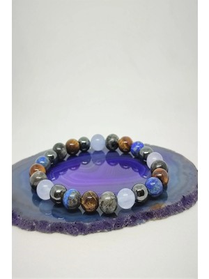Sertifikalı Hematit, Lapis Lazuli, Kaplangözü, Labradorit, Kuvars Doğaltaş Bileklik