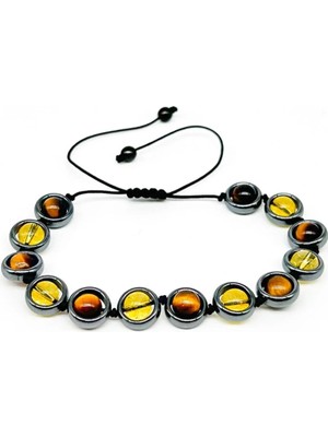 Sitrin Kaplangözü Hematit Doğaltaş Bileklik