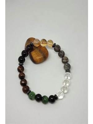 Sertifikalı Erkek Başak Burcu Doğaltaş Bileklik (Lal,anyolit,kaplangözü,kristal Kuvars,sitrin,