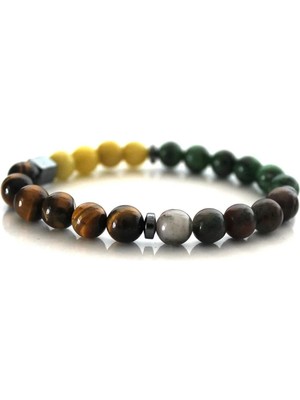 Yay Burcu Erkek Zebercet Kök Zümrüt Kantaşı Kaplan Gözü Doğaltaş Erkek Burç Bileklik