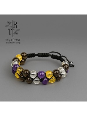 Ametist Sitrin Dumanlı Kuvars Kristal Kuvars Örme Bileklik 8 mm