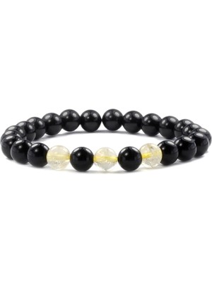 Obsidian - Dönüşümlü Sitrin Doğal Taş Bileklik 8 mm
