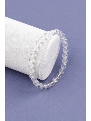 Kristal Kuvars Doğal Taş Bileklik 6 mm Küre Kesim