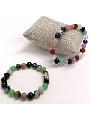 Eş Bileklik Unakit, Aventurin, Kaplan Gözü, Göz Akik Doğal Taş 8 mm Bileklik