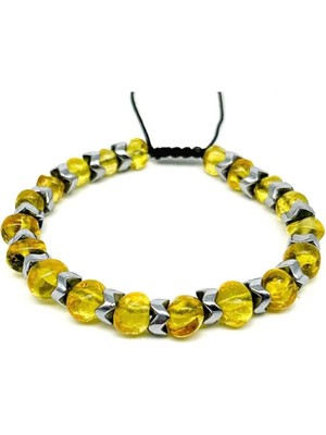 Kehribar ve Hematit Bileklik