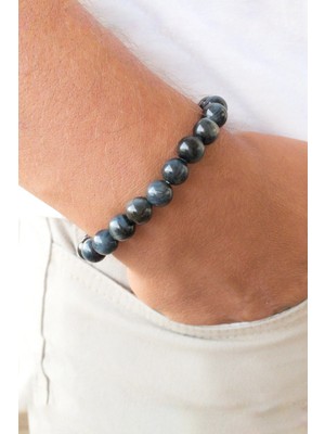 Unisex Doğal Taş Bileklik Gri Kaplan Gözü 2. Alt Karın Çakra Ikizler Akrep Oğlak Yengeç Kuvvet Taşı